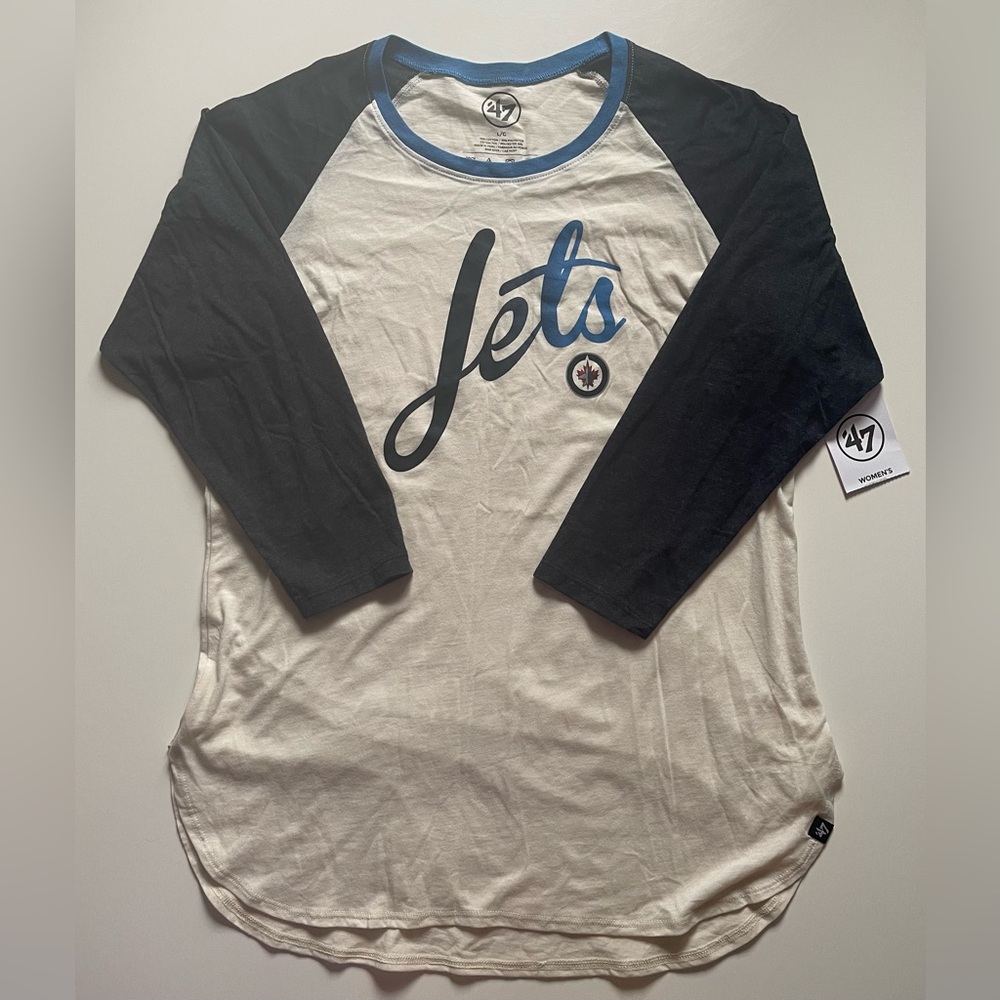 BNWT Jets Hockey 3/4 Sleeve Shirt